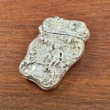 UNGER BROS REPOUSSE STERLING SILVER ROCOCO MATCH SAFE CASE CHERUBS IN GARDEN  picture