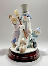 Retired  1989 Lladro Snowman Porcelain Figurine #5713 Winter Holiday W/ Stand picture