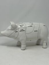 Large Ceramic Statue white Pig Swine Pork Butcher Chart Country Farmhouse NEW picture