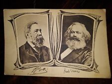 Rare Antique German Postcard Lithograph of Karl Marx & Friedrich Engels UNUSED  picture