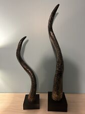Two African Safari Horn Sculptures with Stands picture