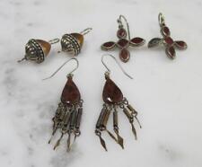 3 Sets Of Misc. Sterling Silver Dangle Earrings W/ Stones ~ 17grams ~ 4-D313 picture