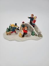 Vintage Dickens Collectables Christmas Village Children Playing In Snow 1996 picture