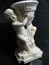 CHERUB VASE  FAUX MARBLE  STATUE PLANTER - 13 '' TALL   APPROX  7 .5 LBS NICE picture