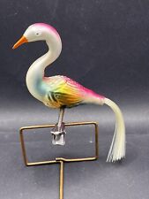 Vintage Glass Clip-on Swan Ornament Multicolored Bird 1987 Tail Feather picture