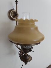 Vintage GWTW Hurricane  Wall Lamp Sconce Mid Century Butterscotch Ruffle Shade picture