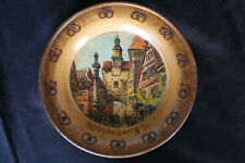 Antique 1940s Wood Decorative Plate Made in Rothenburg Germany picture