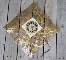 Vintage Mid Century Gold Wavy Metal Mesh Bilt-Rite Working Electric Wall Clock picture