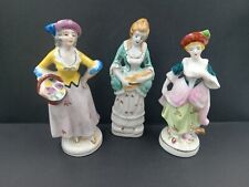 Set of 3 Vintage Porcelain Victorian Lady Figurine's  Colorful Made In Japan 5