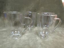Signed Brandani Large Coffee/Hot Chocolate Double Wall Mug Cup in Clear Lot of 4 picture