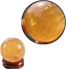 1Pcs 40mm Yellow Citrine Quartz Crystal Sphere Ball Healing Gemstone picture