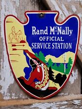 VINTAGE RAND MCNALLY PORCELAIN SIGN OFFICIAL SERVICE STATION HIGHWAY MAP ARROW picture