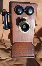 Antique KELLOGG 1901 Oak Wall Crank Telephone Original Crank Rings Bells picture
