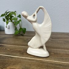 Vintage White Ceramic Dancing Girl  7” on L elbow Figurine picture