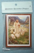 Vintage Jesus, The Good Shepherd Picture on wood plaque {3.25