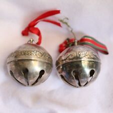 Wallace Silversmiths Limited Edition 1988 Annual Christmas Sleigh Bell SET OF 2 picture
