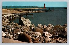 Scenic Harbor Algoma Wisconsin Vintage Unposted Postcard picture