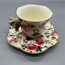 Baum Brothers~ Victorian Rose Chintz~ Demitasse Cup w/Butterfly Handle & Saucer  picture