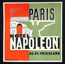 Hotel Napoleon Paris 40, Av. Friedland Luggage Label Vintage NOS VGC Scarce picture