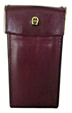 Classic Etienne Aigner Burgundy Leather Logoed Flip-Top/Slide Up Cigarette Case picture