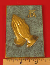 VINTAGE GOLDSCHEIDER MADE IN GERMANY AD WALL PLAQUE PRAYING HANDS HOLY JESUS  picture
