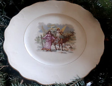 Rare Old 1930s religious Plate Stag Deer w/ angel Christmas tree 