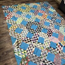 Vtg Quilt Top Multi Color Project Unfinished 66x85 picture