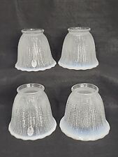 4 Fenton Replacement Glass Lamp Shades Clear Rib Opalescent Light Blue to White picture