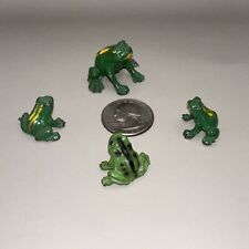 VTG Lot of 4 Miniature Green Metal Frogs Hand Painted VERY Ribbeting Estate pcs picture