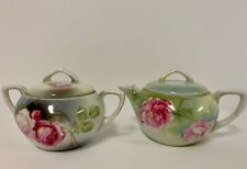 Vintage RS Germany Hand Painted Porcelain Covered Creamer Cream and Sugar picture