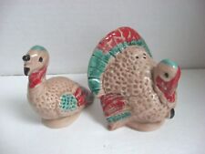 vintage PAIR turkey THANKSGIVING salt pepper SHAKERS hand painted pottery picture