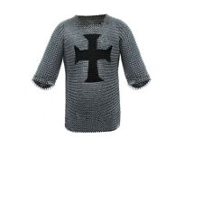 Chain mail MS Butted Round Rings Shirt with Full Sleeve Templar Cross Small Size picture