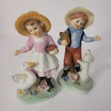 HOMCO Girl Boy Figurines Duck Bunny Puppy Dog Vintage Collectible Set  picture