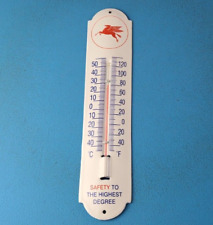 VINTAGE MOBIL GASOLINE PORCELAIN SAFETY GAS PEGASUS SALES AD SIGN ON THERMOMETER picture