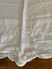 Vintage antique white linen cotton blend pillowcase with embroidery lovely clean picture