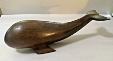 Vintage MCM Hand Carved Iron Wood Whale Figurine Sculpture picture