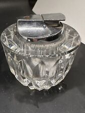 Ronson France Table Lighter Heavy Cut Crystal Glass Clear & Silver. picture