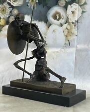 European Design Bronze Statuettes - Skull Skeleton Warrior Bookend Book End Art picture