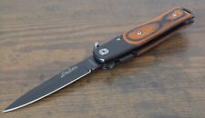 Vintage Italian Style Pocket Knife Small Black Wood Handle 4” Spear Point Clip picture