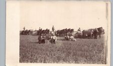 HARVESTING WHEAT FIELD smithfield ne real photo postcard rppc nebraska farm crew picture