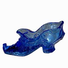 Vintage ￼blue Glass Shoe Figurine  turned Up Toe #2 picture