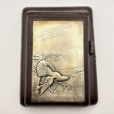1965 Big Vintage Soviet Silver Plated Leather Notebook Cover Capercaillie Marked picture