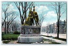 c1910 Statue Lincoln Park Buildings Street Newark New Jersey NJ Posted Postcard picture