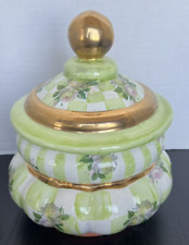 Mackenzie Childs Green Sweet Pea Honeymoon Canister Cookie Jar Rare picture