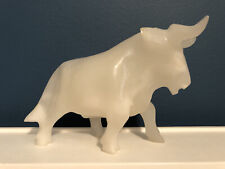Vintage Marble Onyx Agate Rock Carved Bull Bovine Animal Figure Paperweight picture