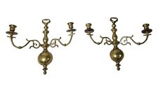 Brass Wall Candle Sconces Williamsburg Colonial Candelabra Candlestick Holder 2 picture