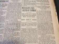 1926 NOV 10 NEW YORK TIMES - MUSSOLINI'S FOES OUSTED BY CHAMBER - NT 6538 picture
