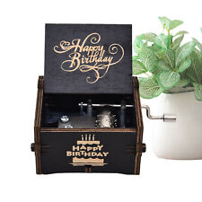 Retro Wooden Music Box Antique Hand Crank Engraved Toys Kids Birthday Gift picture