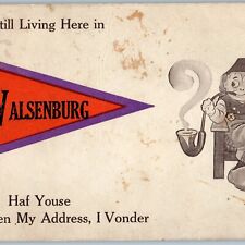 c1910s Walsenburg, CO Greetings Pennant Flag Dutch Smoking Pipe Art A190 picture