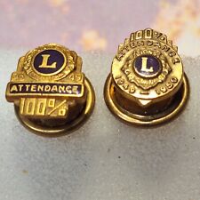 2 Vintage Lions Club Attendance Pins 1948-1949 And 1949-1950 picture